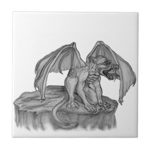 GOLEM - het zwart-witte Ontwerp van de Gargouille Tegeltje