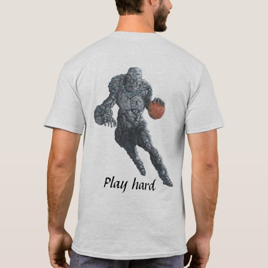 Golem Speel Basketball Sport Fantasy Art T-shirt (Achterkant)