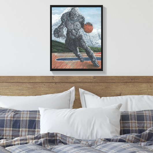 Golem Spelen Basketbal Fantasy Art Canvas Print (Insitu (Slaapkamer))