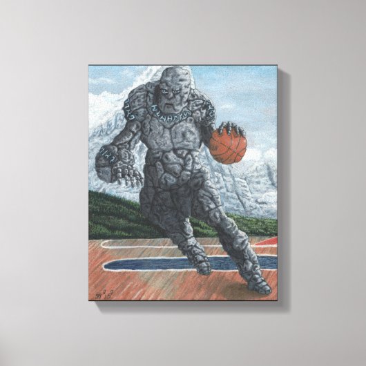 Golem Spelen Basketbal Fantasy Art Canvas Print (Voorkant)