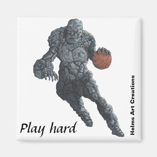 Golem spelen Basketbal Fantasy Art Magnet (Voorkant)