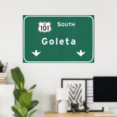 Goleta California US-101 South Interstate - Poster (Thuiskantoor)