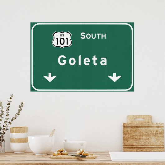 Goleta California US-101 South Interstate - Poster (Keuken)