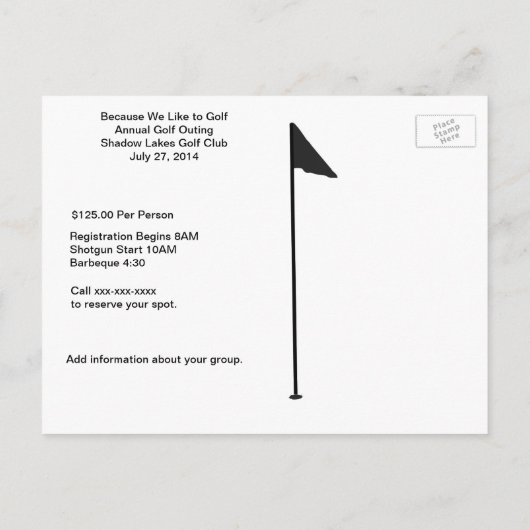 Golf 101 Uitnodiging-Briefkaart Uitnodiging Briefkaart (Achterkant)