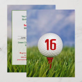 Golf 16e verjaardagsfeestje kaart