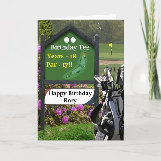 Golf 18e Birthday Card - 'Birthday T-shirt' Kaart (Voorkant)