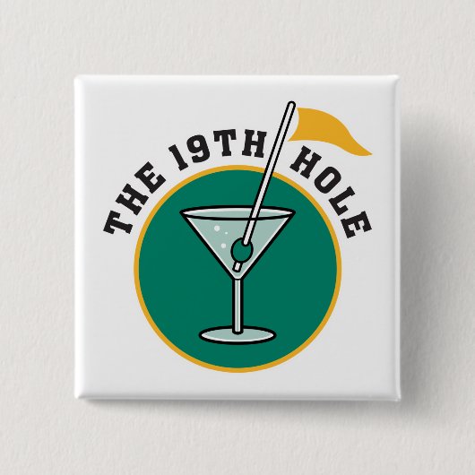 golf 19e hole drinktijd humor vierkante button 5,1 cm (Voorkant)
