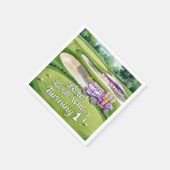 Golf 1 e verjaardag met golfkar op Putting Green Servet (Hoek)