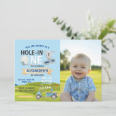 Golf 1e Hole-in-One Foto Verjaardagsfeest Jongen Kaart (Staand voorkant)
