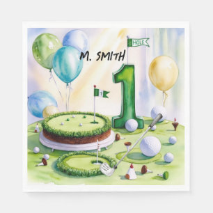 Golf 1e verjaardag 1 jaar oude golfer met naam servet