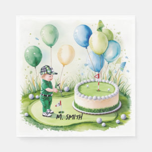 Golf 1e verjaardag 1 jaar oude golfer met naam servet