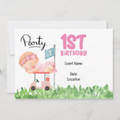 Golf 1e Verjaardag bewaar de datum voor baby meisj Kaart (Voorkant)