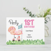 Golf 1e Verjaardag bewaar de datum voor baby meisj Kaart (Staand voorkant)