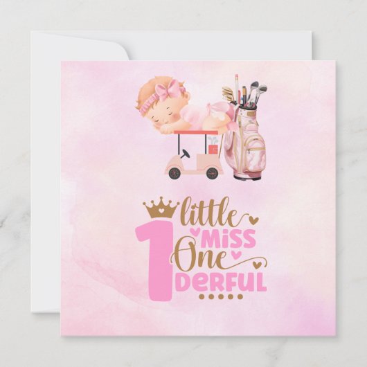 Golf 1e verjaardag een jaar oud golfer roze kaart (Voorkant)
