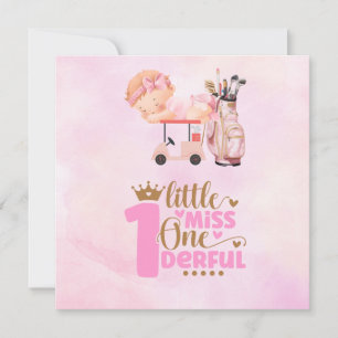 Golf 1e verjaardag een jaar oud golfer roze kaart