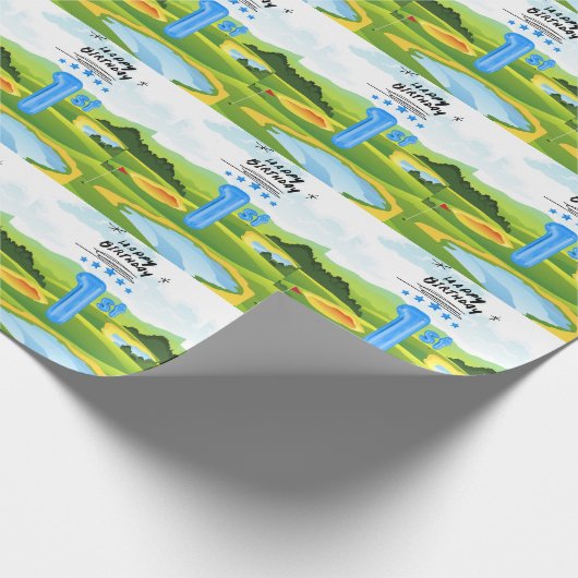 Golf 1e verjaardag een jaar oude golfer cadeaupapier (Hoek)