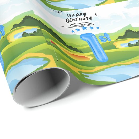 Golf 1e verjaardag een jaar oude golfer cadeaupapier (Rol Hoek)