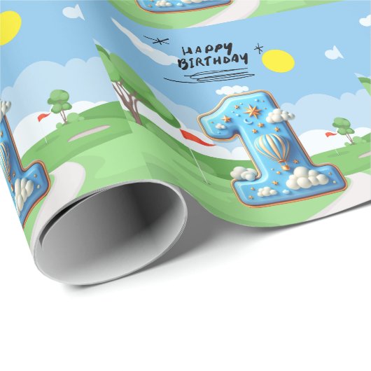 Golf 1e verjaardag een jaar oude golfer cadeaupapier (Rol Hoek)