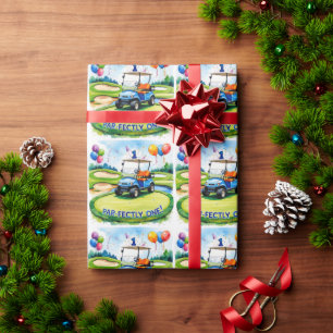 Golf 1e verjaardag één jaar oude golfer cadeaupapier