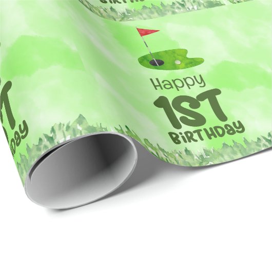 Golf 1e verjaardag een jaar oude golfer cadeaupapier (Rol Hoek)