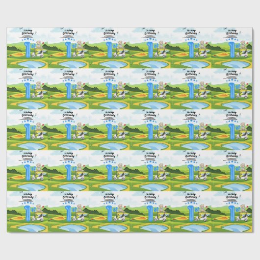 Golf 1e verjaardag een jaar oude golfer cadeaupapier (Vlak)