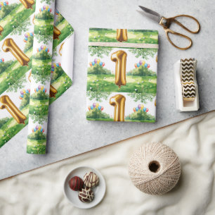 Golf 1e verjaardag één jaar oude golfer cadeaupapier