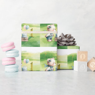 Golf 1e verjaardag één jaar oude golfer cadeaupapier