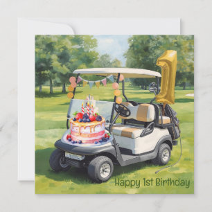 Golf 1e verjaardag één jaar oude golfer kaart