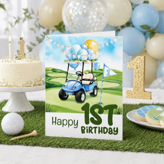Golf 1e verjaardag één jaar oude golfer kaart