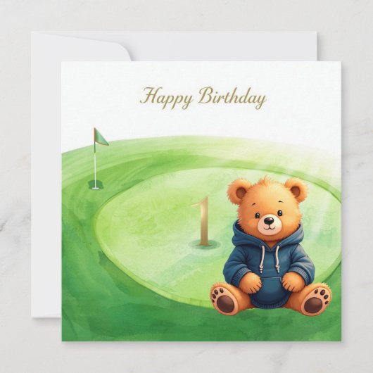 Golf 1e verjaardag één jaar oude golfer kaart (Voorkant)