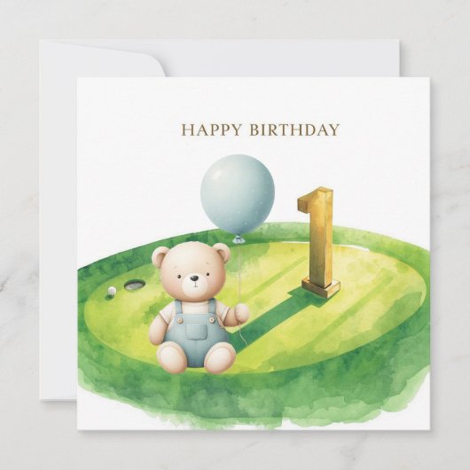 Golf 1e verjaardag één jaar oude golfer kaart (Voorkant)
