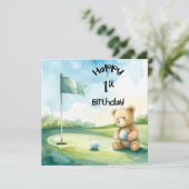 Golf 1e verjaardag één jaar oude golfer kaart (Staand voorkant)