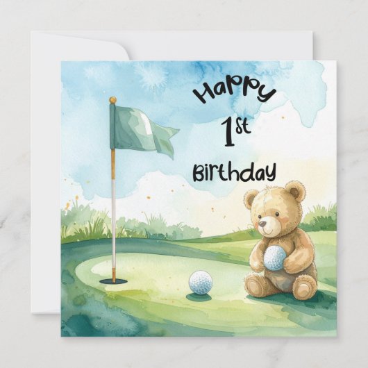 Golf 1e verjaardag één jaar oude golfer kaart (Voorkant)