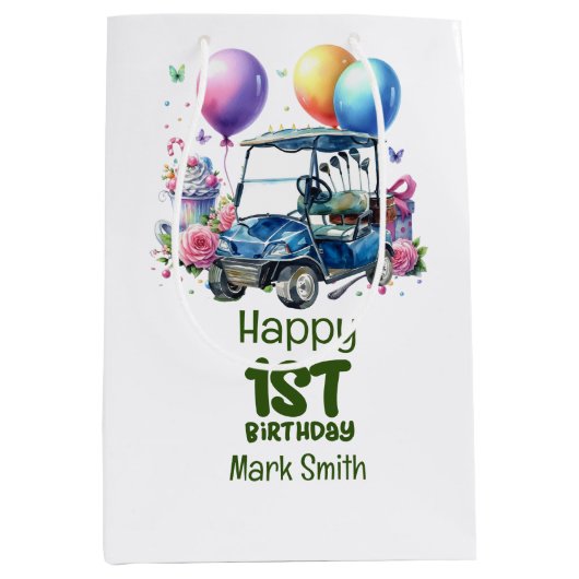 Golf 1e verjaardag een jaar oude golfer medium cadeauzakje (Voorkant)