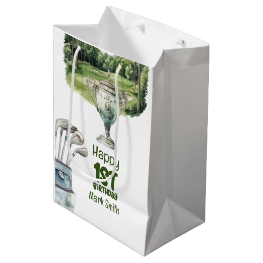 Golf 1e verjaardag een jaar oude golfer medium cadeauzakje (Voorkant Gekanteld)