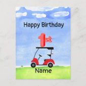 Golf 1e verjaardag één jaar oude golfer met nummer briefkaart (Voorkant)