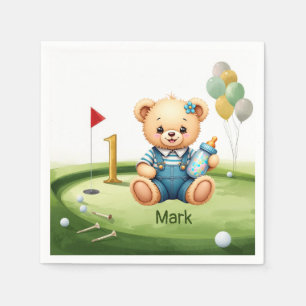 Golf 1e verjaardag één jaar oude golfer met nummer servet