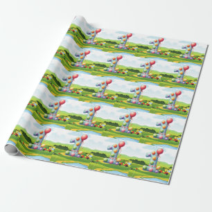 Golf 1e verjaardag een jaar oude golfer met winkel cadeaupapier