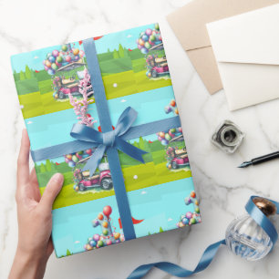 Golf 1e verjaardag een jaar oude golfer met winkel cadeaupapier