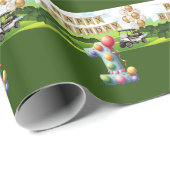 Golf 1e verjaardag een jaar oude golfer met winkel cadeaupapier (Rol Hoek)