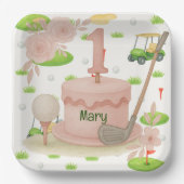 Golf 1e verjaardag een jaar oude golfer papieren bordje (Voorkant)