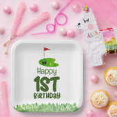 Golf 1e verjaardag een jaar oude golfer papieren bordje (Feest)
