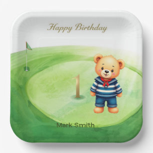 Golf 1e Verjaardag gethematiseerd op Putting Green Papieren Bordje