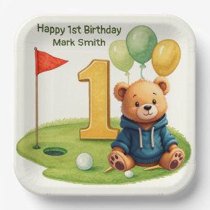 Golf 1e Verjaardag gethematiseerd op Putting Green Papieren Bordje