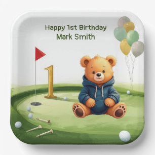 Golf 1e Verjaardag gethematiseerd op Putting Green Papieren Bordje