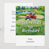 Golf 1e Verjaardag golfer is het draaien van een Kaart (Voorkant / Achterkant)