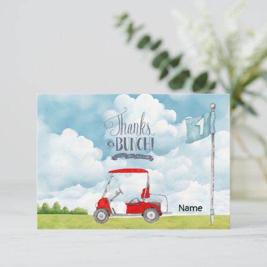 Golf 1e verjaardag golffeest bedankkaart (Staand voorkant)