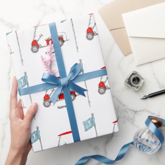 Golf 1e verjaardag golffeest met rode kar cadeaupapier (Geschenken)
