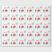 Golf 1e verjaardag golffeest met rode kar cadeaupapier (Vlak)