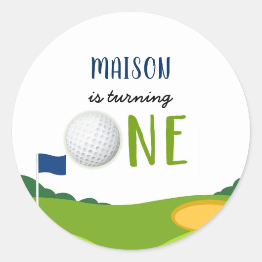 Golf 1e verjaardag Hole In One Par-tee Ronde Sticker (Voorkant)